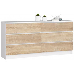 Komoda K160 6SZ bílá/sonoma