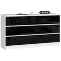 Komoda K120 6SZ CLP-bílá/černá lesk