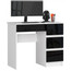 Počítačový stůl A7 pravá bílá/černá lesk