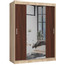 Šatní skříň posuvná 150cm CLP se zrcadlem dub sonoma/wenge