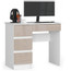 Počítačový stůl A7 levá bílá/cappuccino lesk