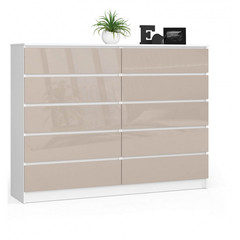 Komoda K160 10SZ bílá/cappuccino lesk