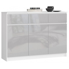 Komoda K140 3D3SZ bílá/metalik lesk