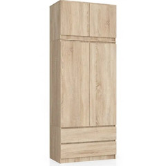 Šatní skříň s nadstavbou S90 2 dvířka 2 zásuvky dub sonoma