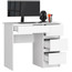 Počítačový stůl A-7 pravá - bílá/bílá lesk - galerie #1