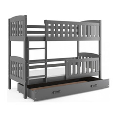 Dětská patrová postel KUBUS s úložným prostorem 90x200 cm - grafit
