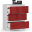 Komoda K60 - bílá/červená lesk - galerie #1