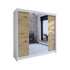 Šatní skříň TALIN II šířka 180 cm - bílá/dub artisan