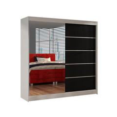 Šatní skříň BASTI III šířka 200 cm -  bílá/černá