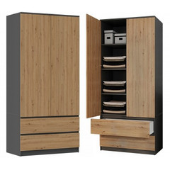 Šatní skříň SS-90 - antracit/dub artisan