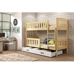 Dětská patrová postel KUBUS s úložným prostorem 90x200 cm - borovice