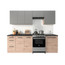 Kuchyňská sestava LANGEN 2,4 m - dub artisan/šedá - černé úchytky