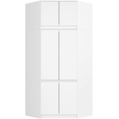 Rohová šatní skříň s nástavbou S100 - bílá