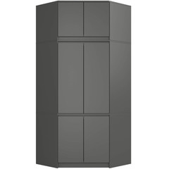 Rohová šatní skříň s nástavbou S100 - šedá