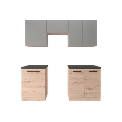 Kuchyňská sestava LANGEN 2 m - dub artisan/šedá - černé úchytky