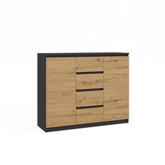 Komoda 2D4S - antracit / dub artisan