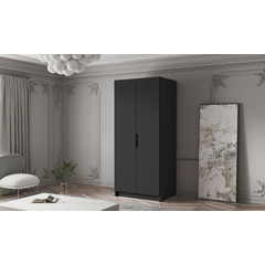 Šatní skříň BODRUM 100 I - černá/černé úchytky