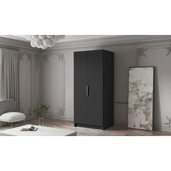 Šatní skříň BODRUM 100 I - černá/zlaté úchytky