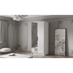 Šatní skříň BODRUM 100 II - bílá/černé úchytky