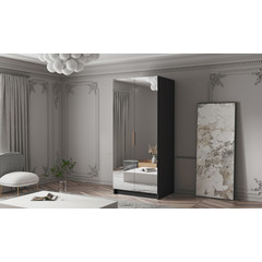 Šatní skříň BODRUM 100 III - černá/zlaté úchytky