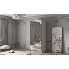 Šatní skříň BODRUM 100 III - béžová/černé úchytky