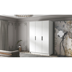 Šatní skříň CALPE 150 I - bílá/černé úchytky