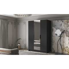 Šatní skříň CALPE 150 II - černá/černé úchytky