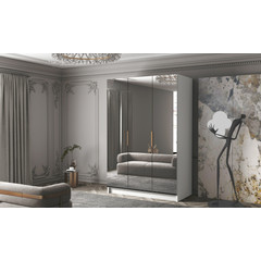 Šatní skříň CALPE 150 III - bílá/zlaté úchytky