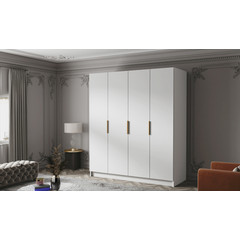 Šatní skříň SALVADOR 200 I - bílá/zlaté úchytky