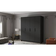 Šatní skříň SALVADOR 200 I - černá/černé úchytky