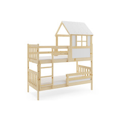 Dětská patrová postel KACPER s nástavbou domek 90x190 cm