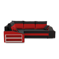 Rozkládací rohová sedací souprava GRANDE s taburety a poličkou model 2